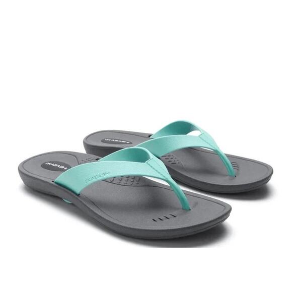 Okabashi Breeze Women's Flip Flops Sz 11/12 (LL) Slate/Sea Glass Sandals New - Picture 2 of 9